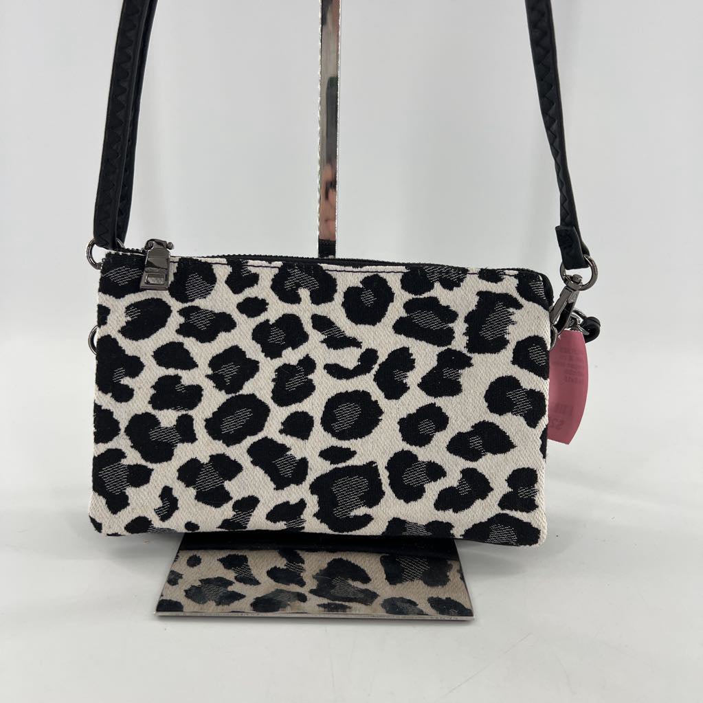 vegan animal print triple compartment crossbody/wristlet