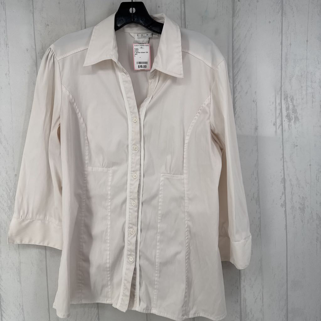 L button down 3/4 slv top