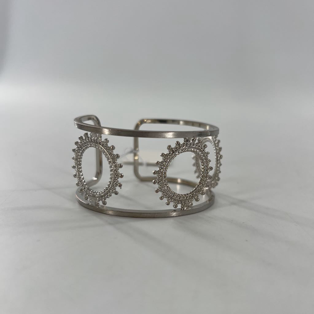 silver etched sun cuff bracelet