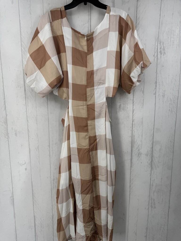 XL checkered bow front s/s dress