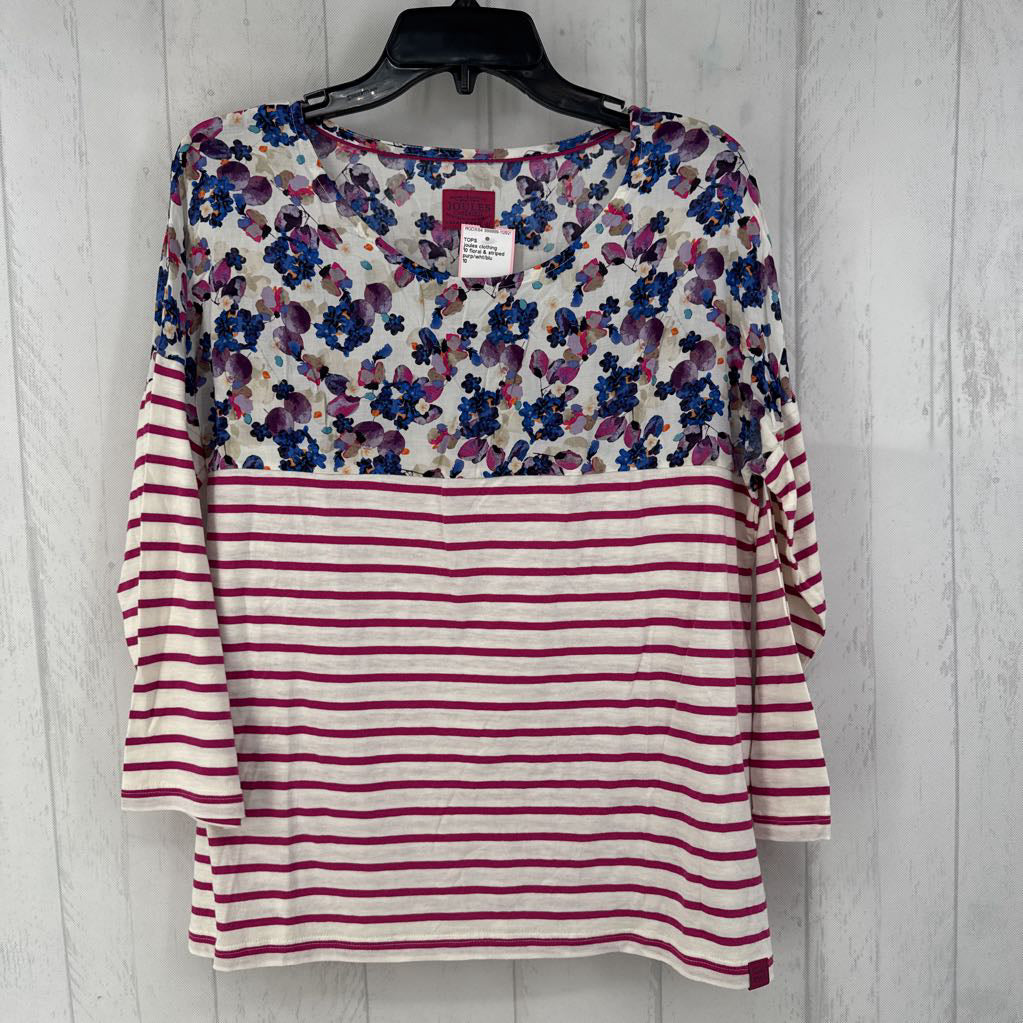 10 floral & striped 3/4 slv top