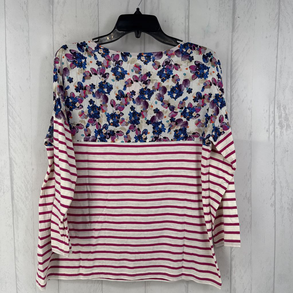 10 floral & striped 3/4 slv top
