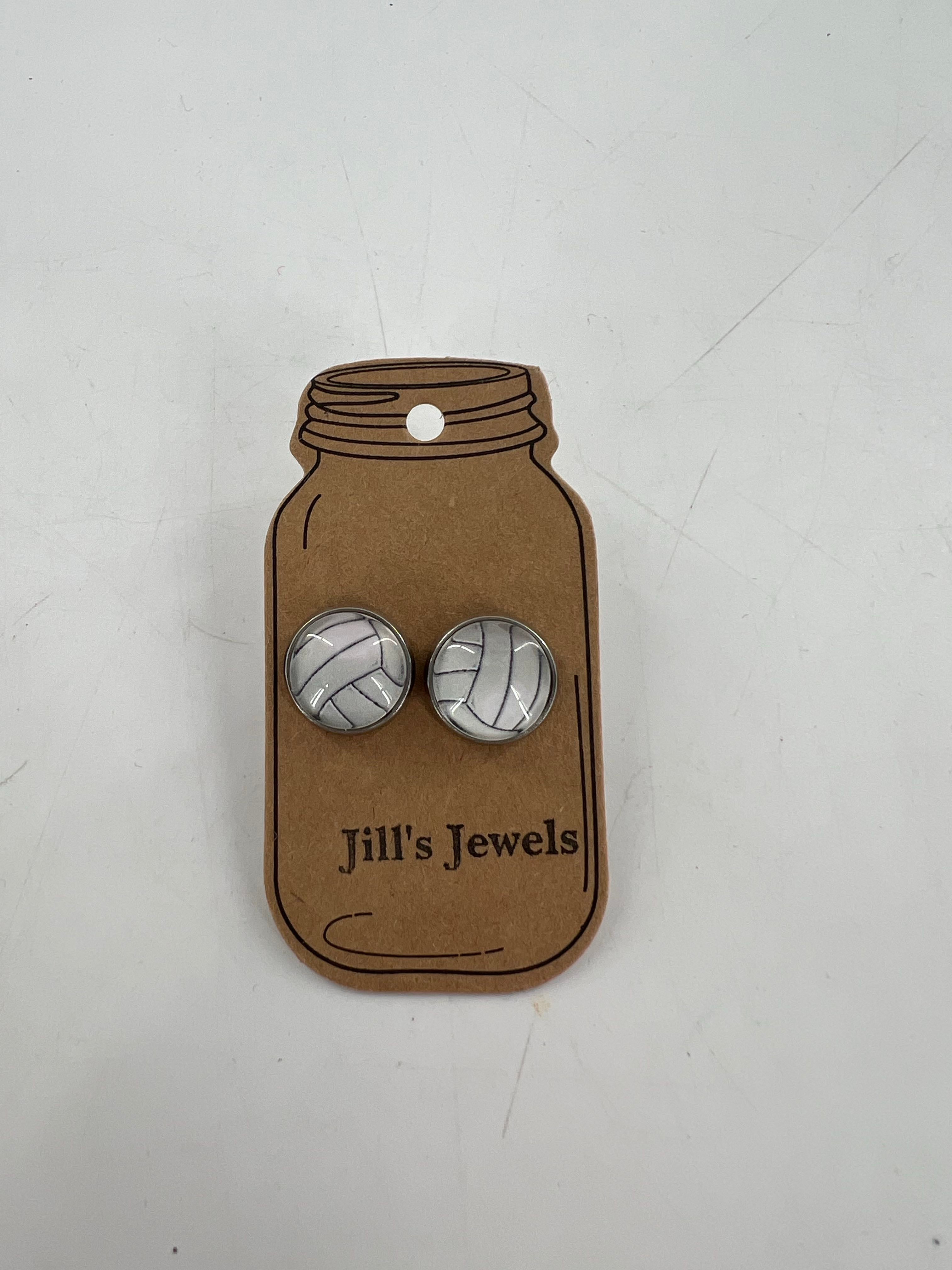 stud earrings-volleyball