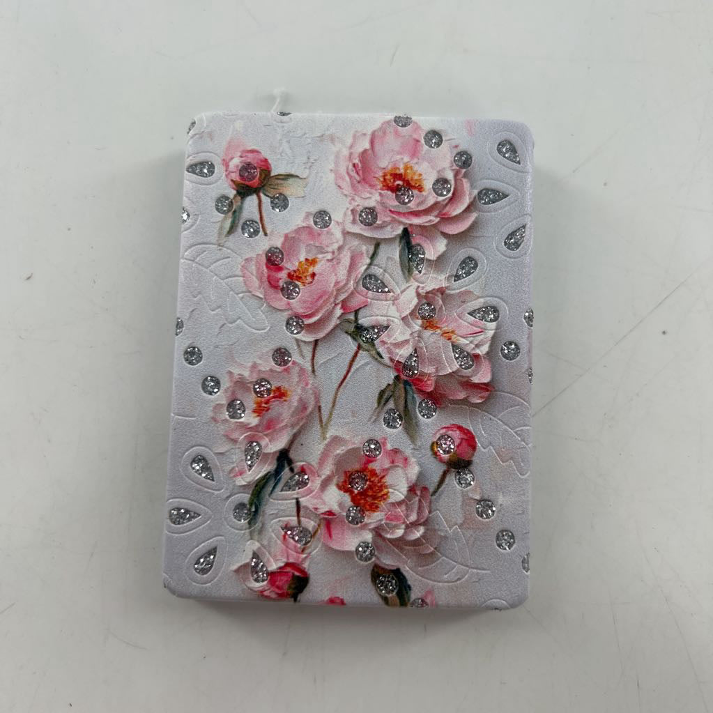 compact mirror-white w/ pink flowers