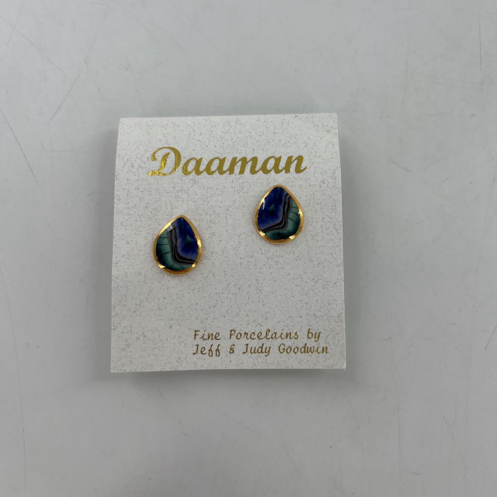 porcelain gold edged earrings