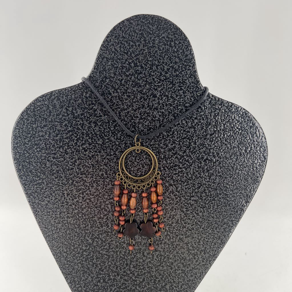 14" black cord necklace w/beaded pendant
