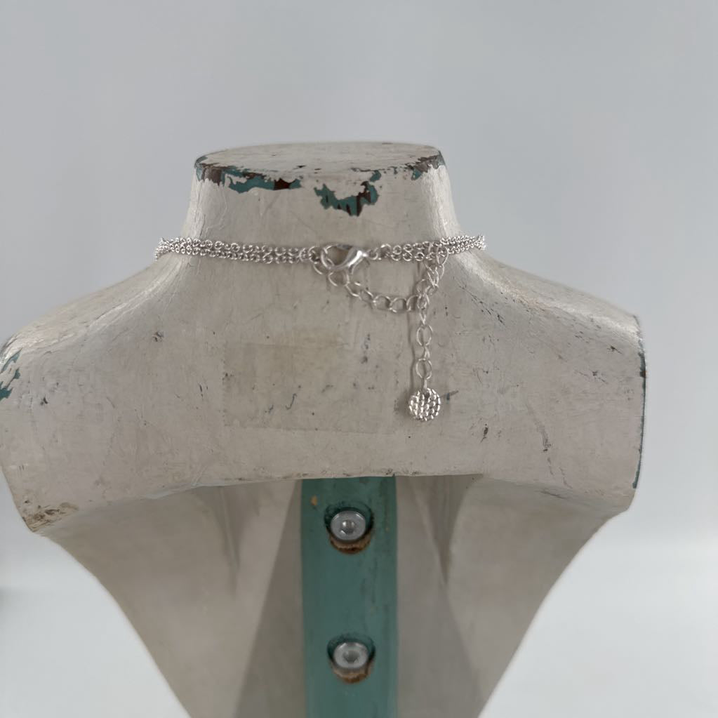 18" silver tone acrylic circle pendant