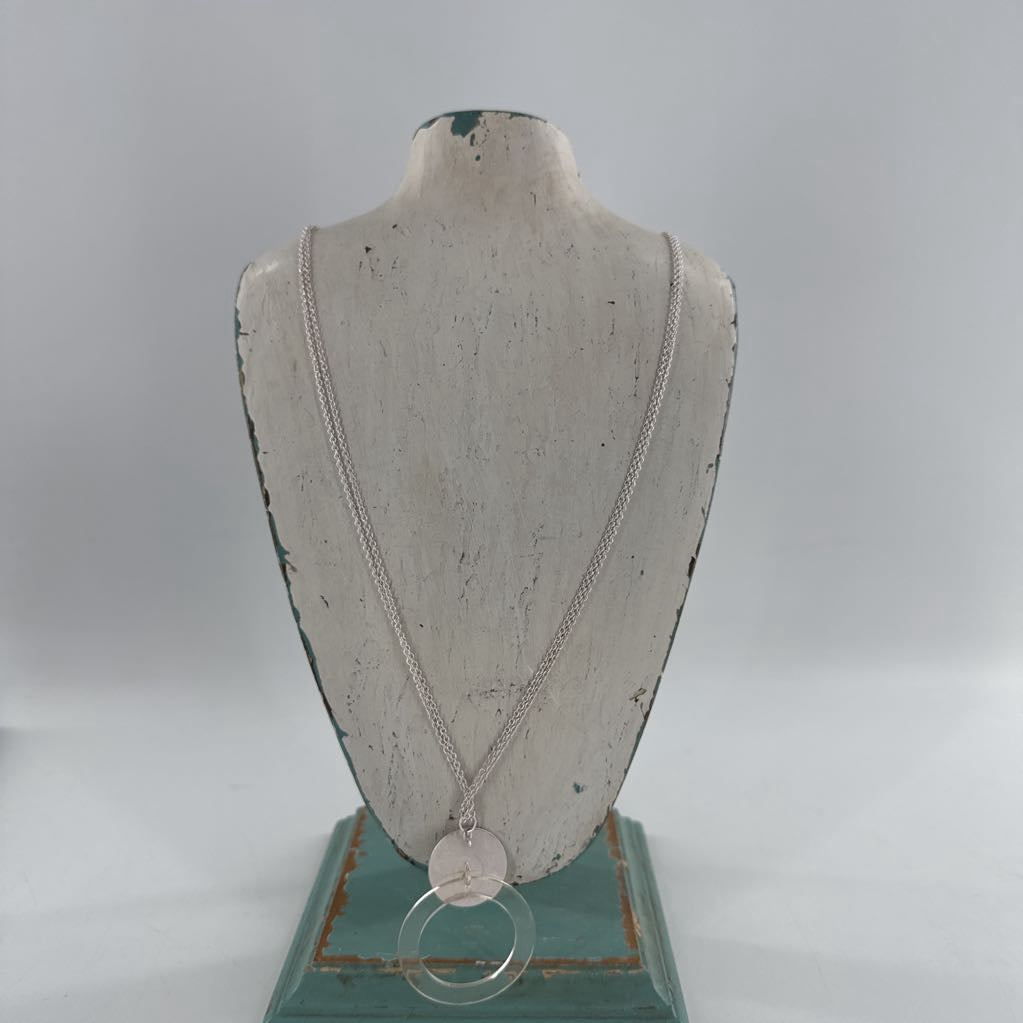 18" silver tone acrylic circle pendant