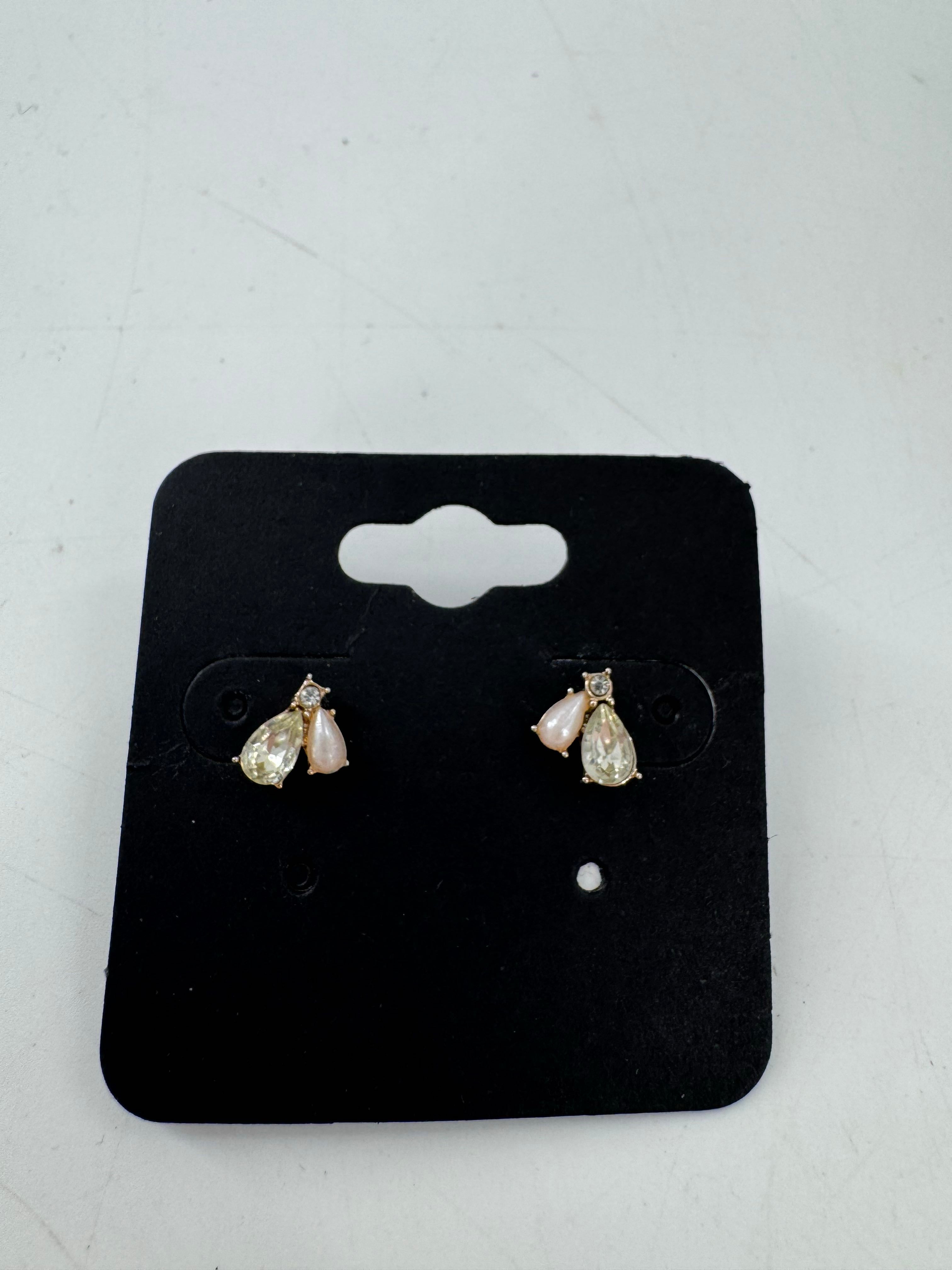 three stone post earrings