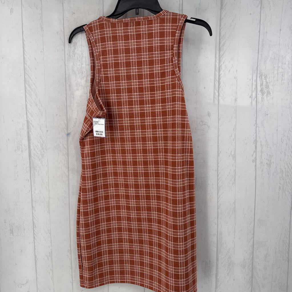 L plaid cutout slvls dress