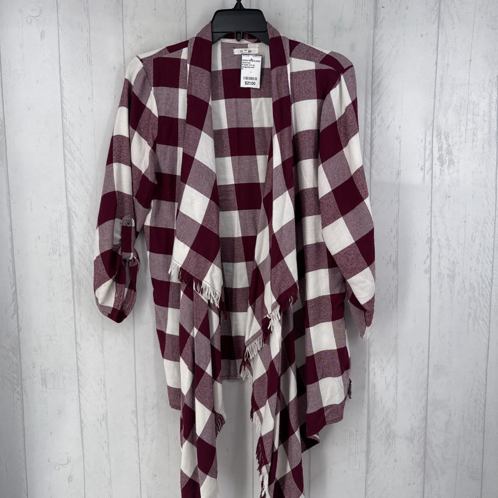 M plaid 3/4 slv flowy cardi