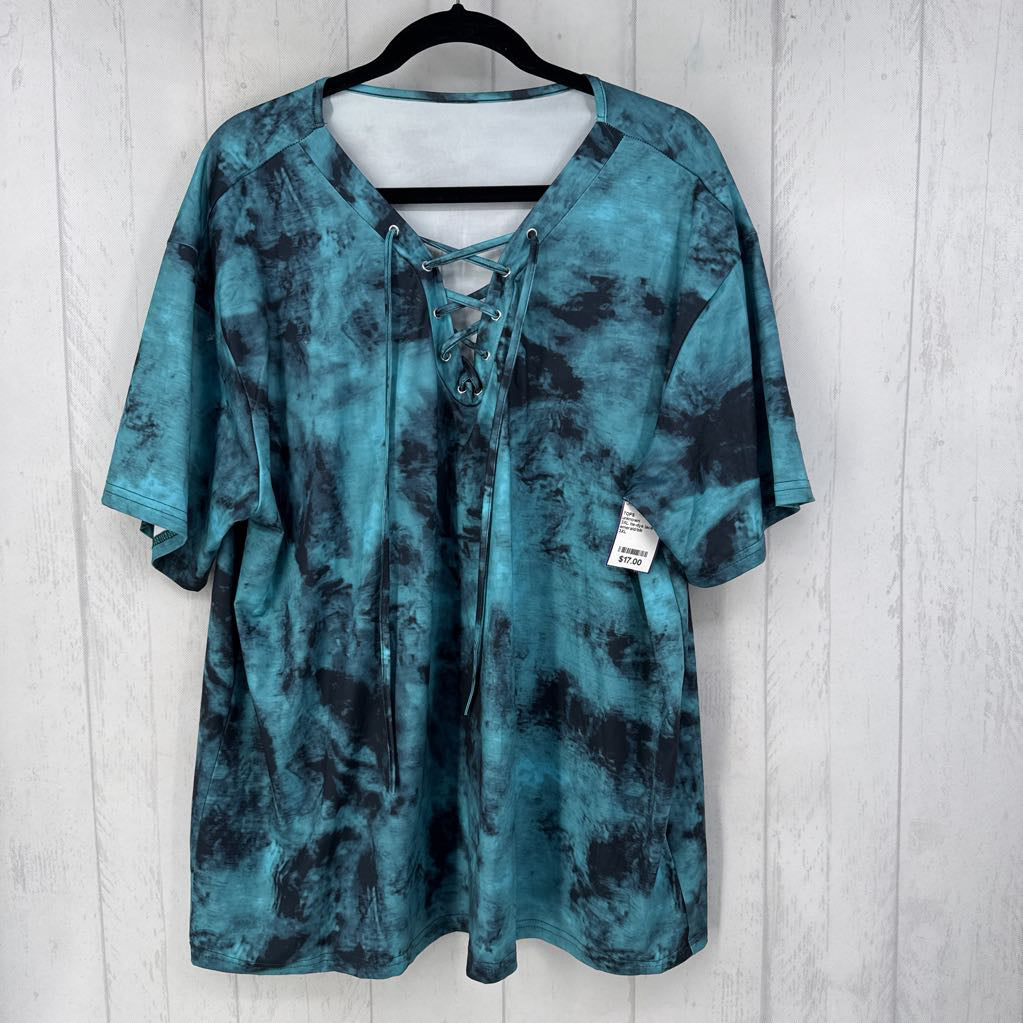 3XL tie-dye lace-up s/s top