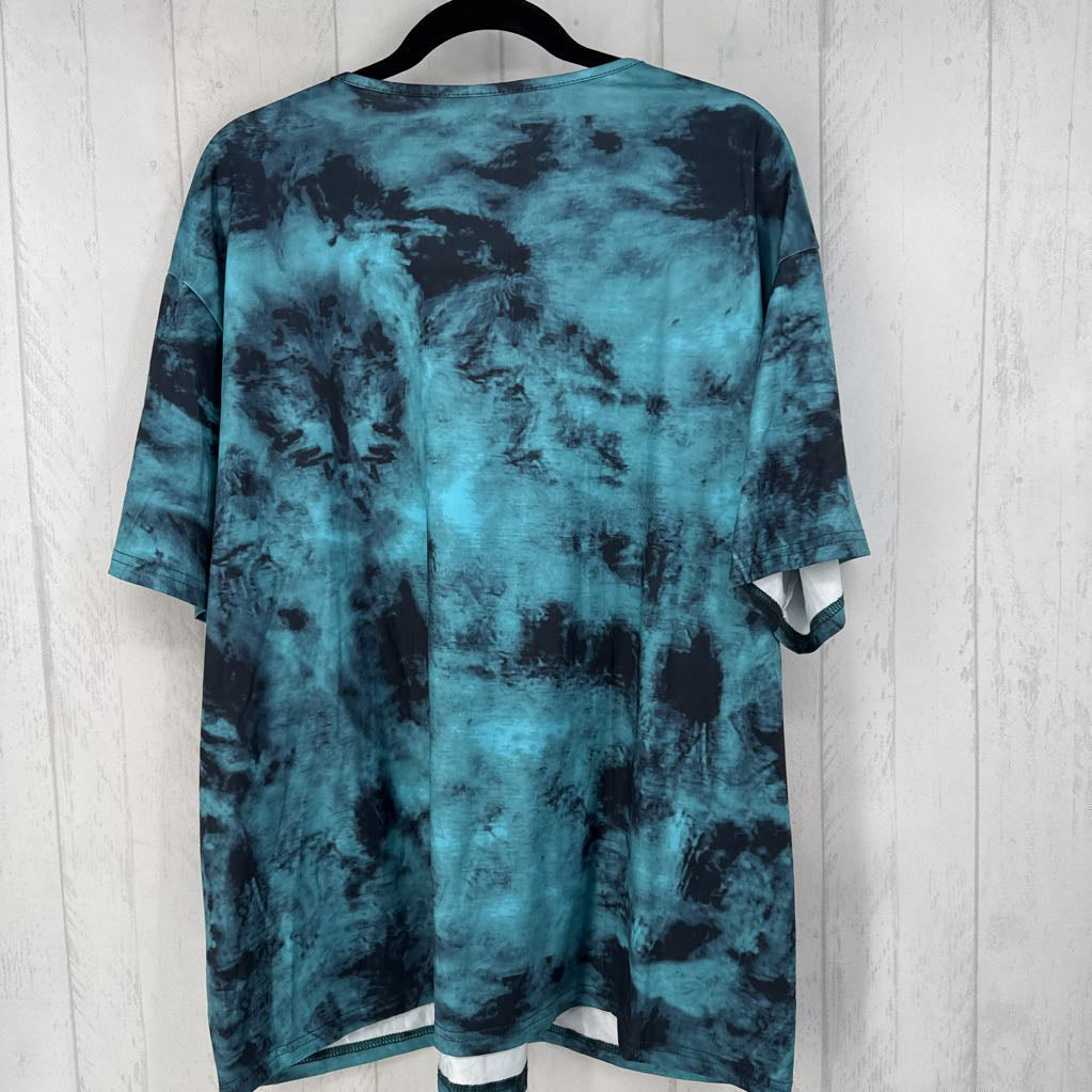 3XL tie-dye lace-up s/s top
