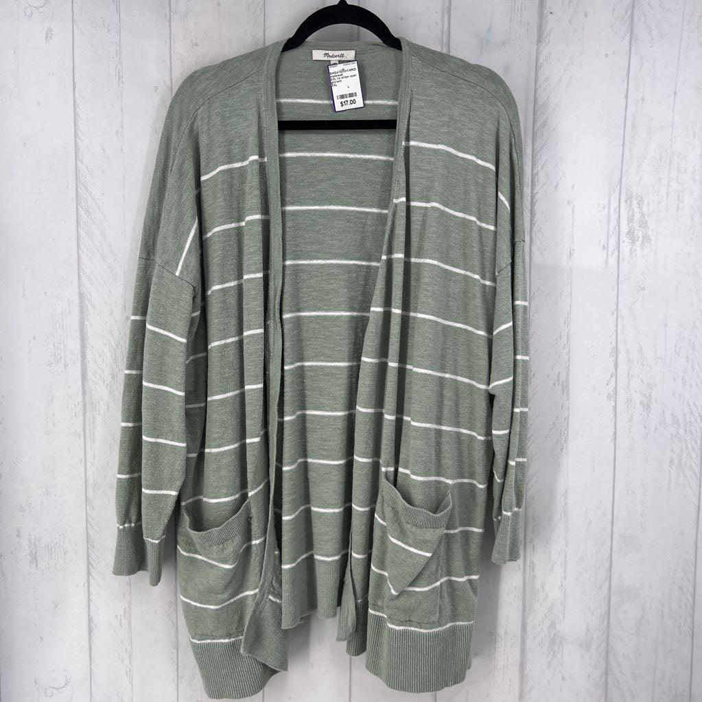 XXL l/s stripe open cardigan