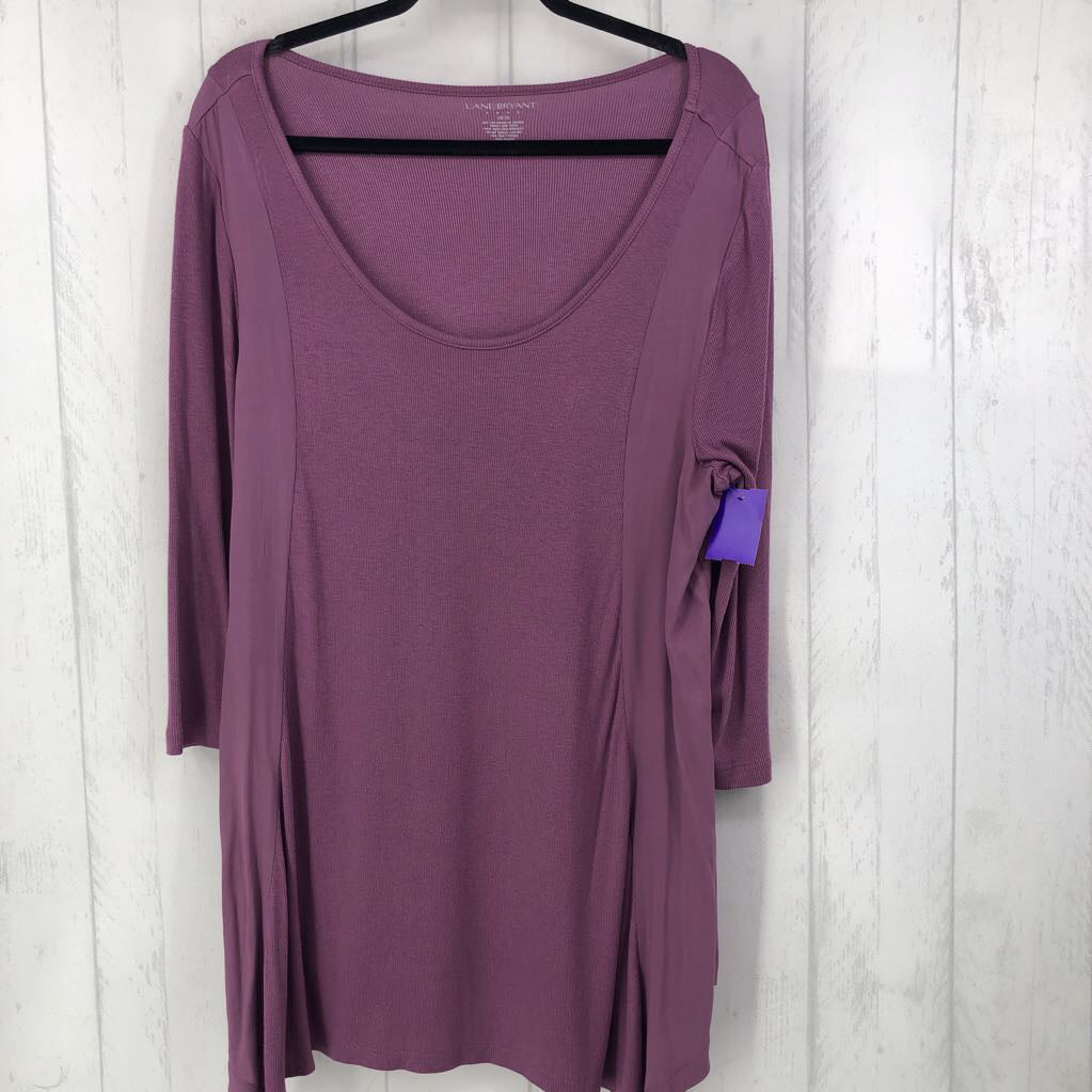 18/20 ribbed scoop neck elbow slv top