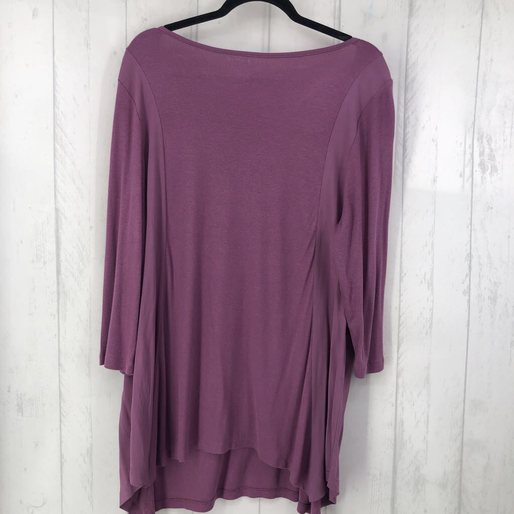 18/20 ribbed scoop neck elbow slv top