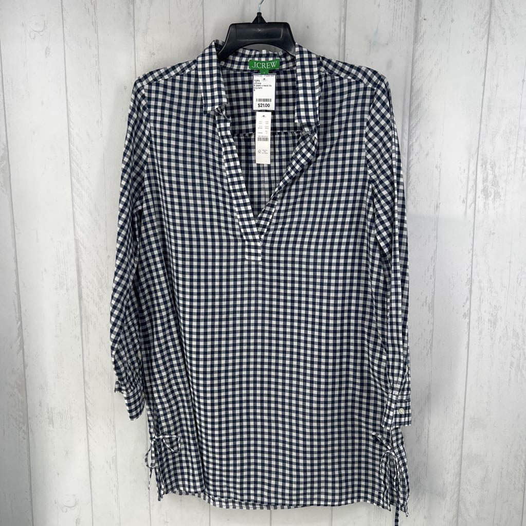 S plaid v-neck l/s tunic