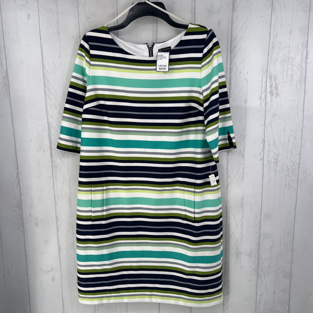 16 striped elbow slv dress