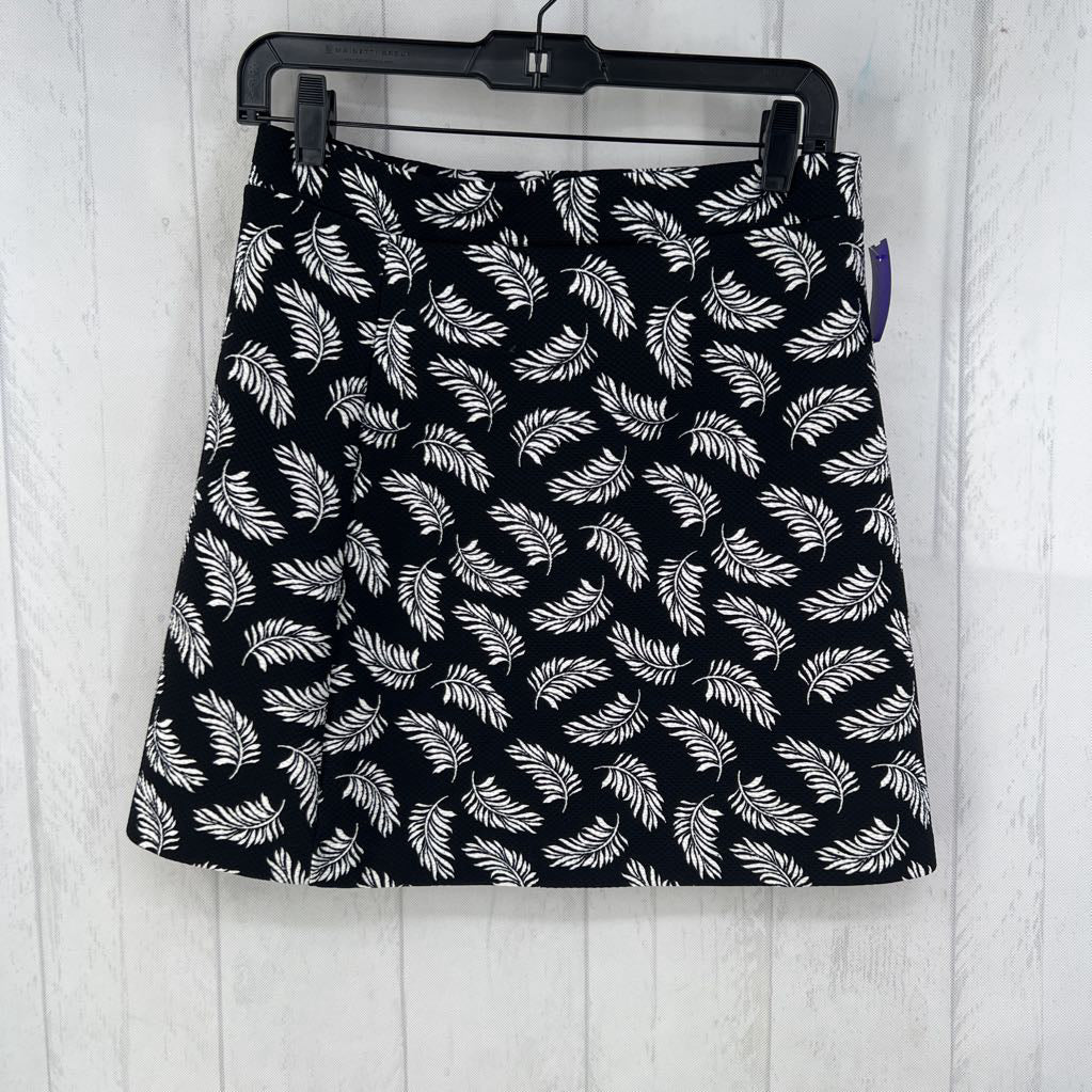 S leaf print pull-on skirt