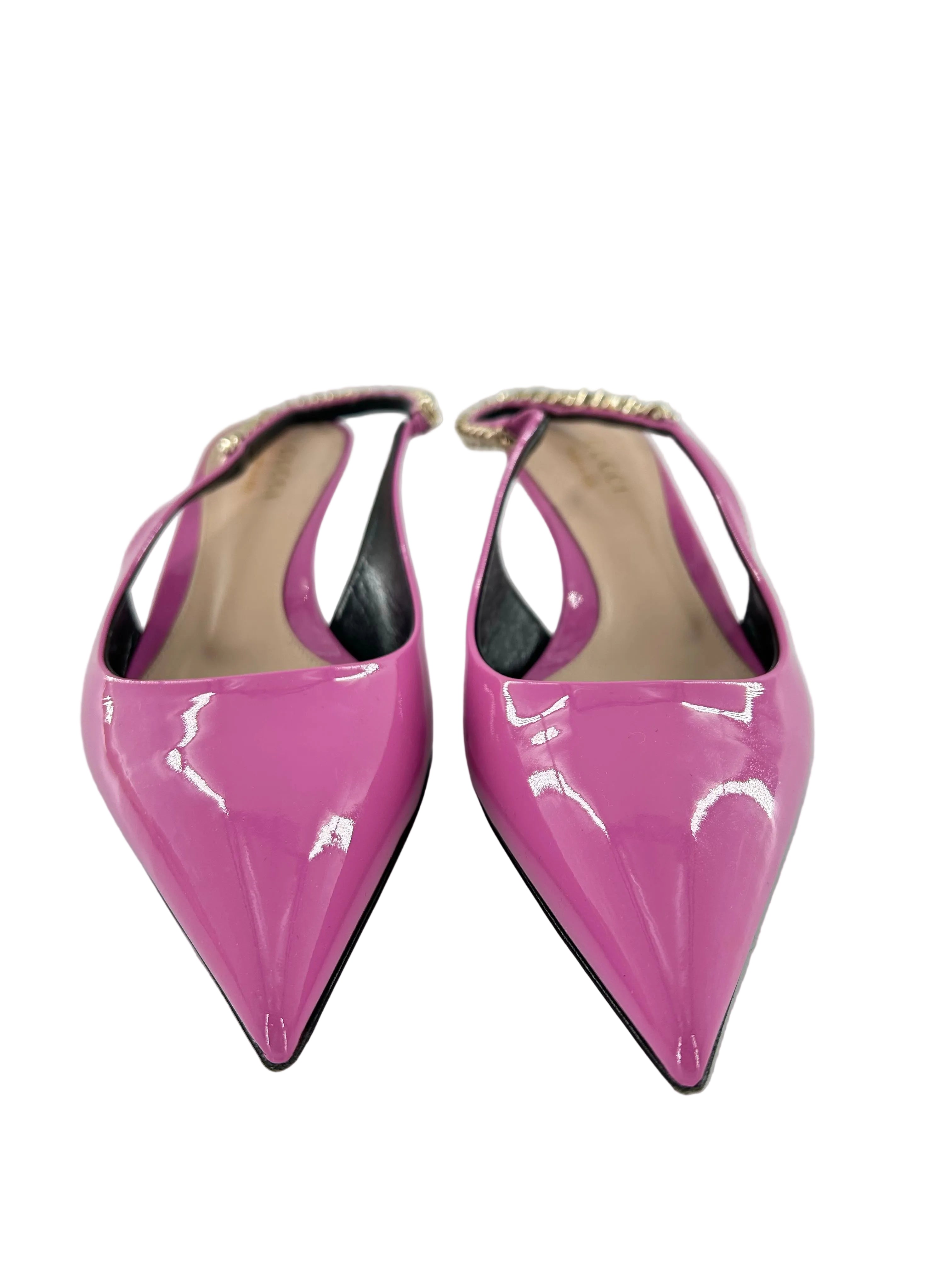 Gucci Patent Signoria 35mm Slingback Pumps 37(7) Libre Pink
