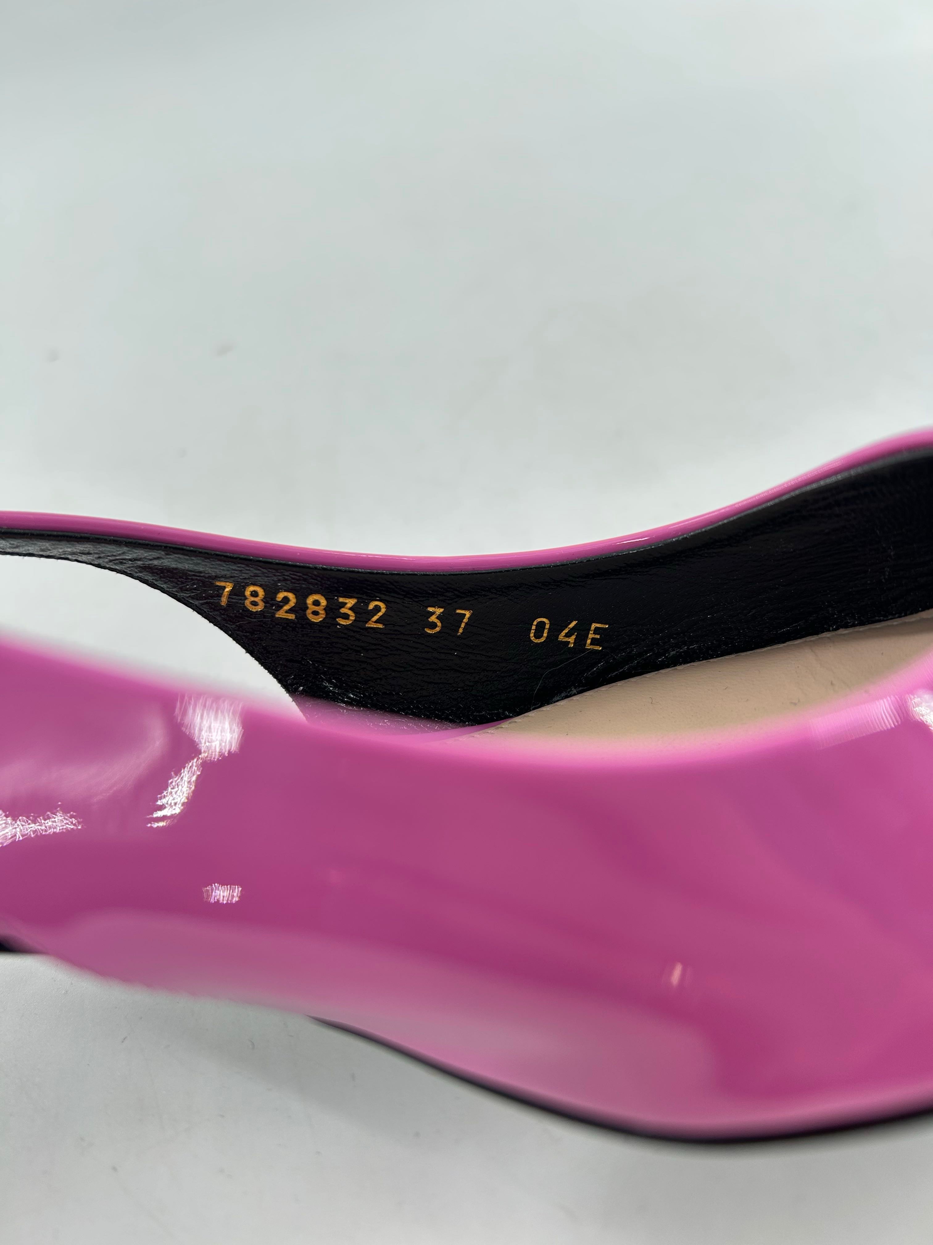Gucci Patent Signoria 35mm Slingback Pumps 37(7) Libre Pink