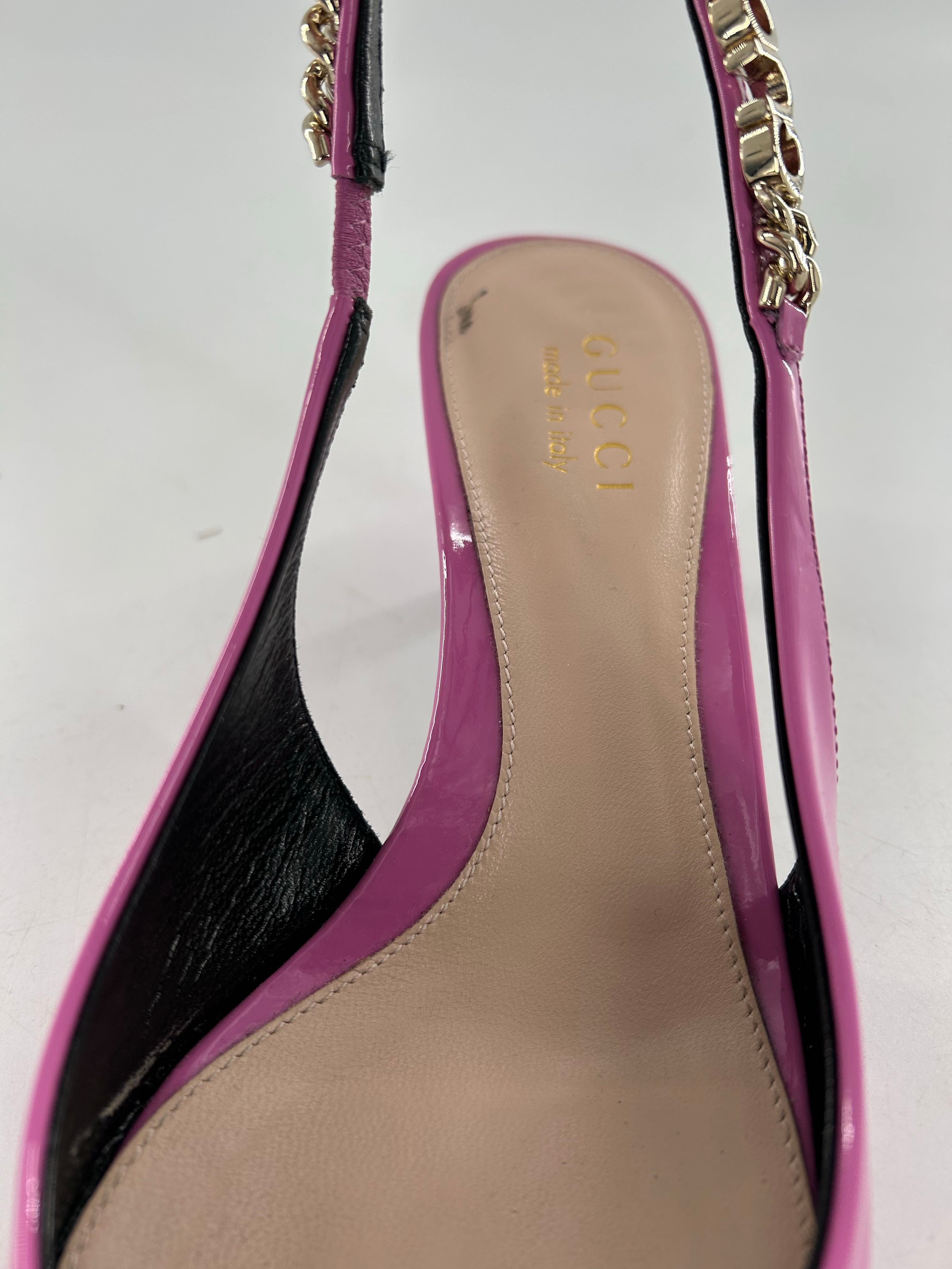 Gucci Patent Signoria 35mm Slingback Pumps 37(7) Libre Pink