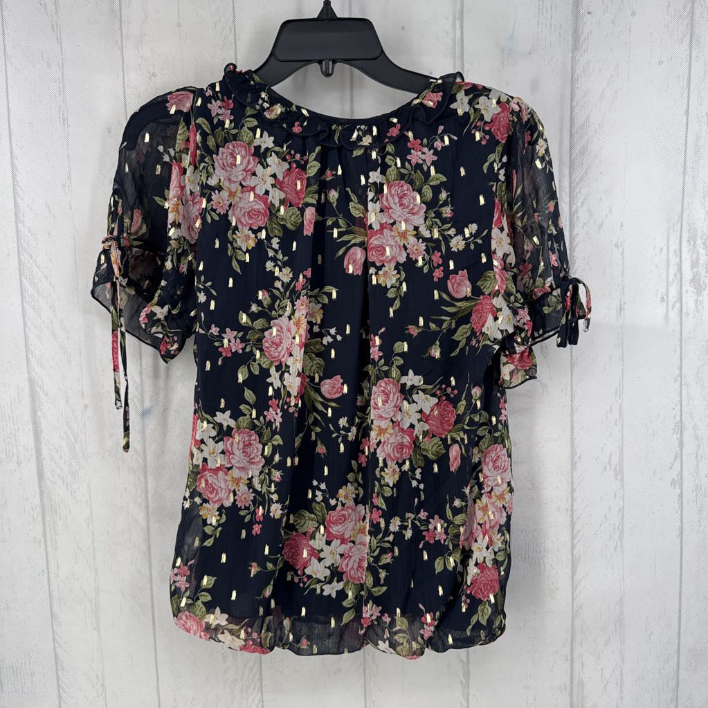 S flo print v-neck s/s top