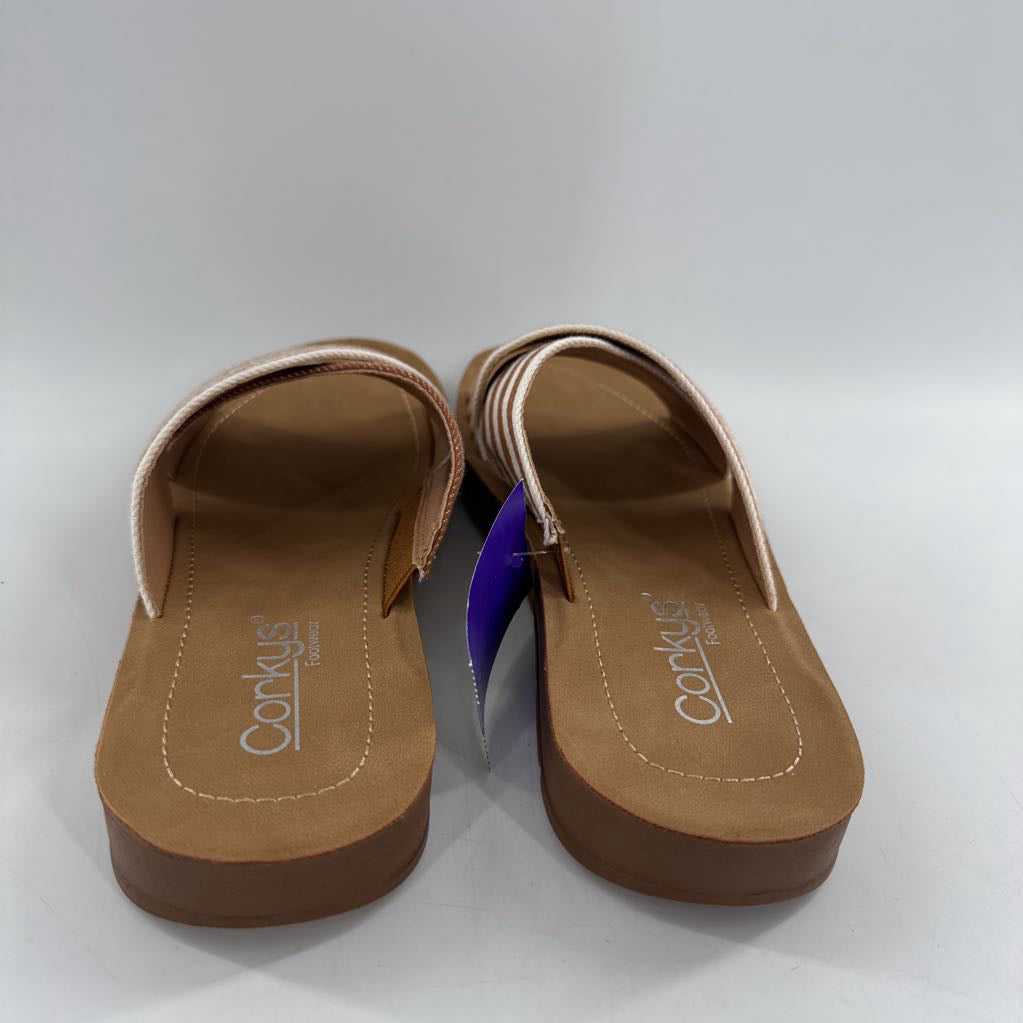 7 striped crossover strap sandal
