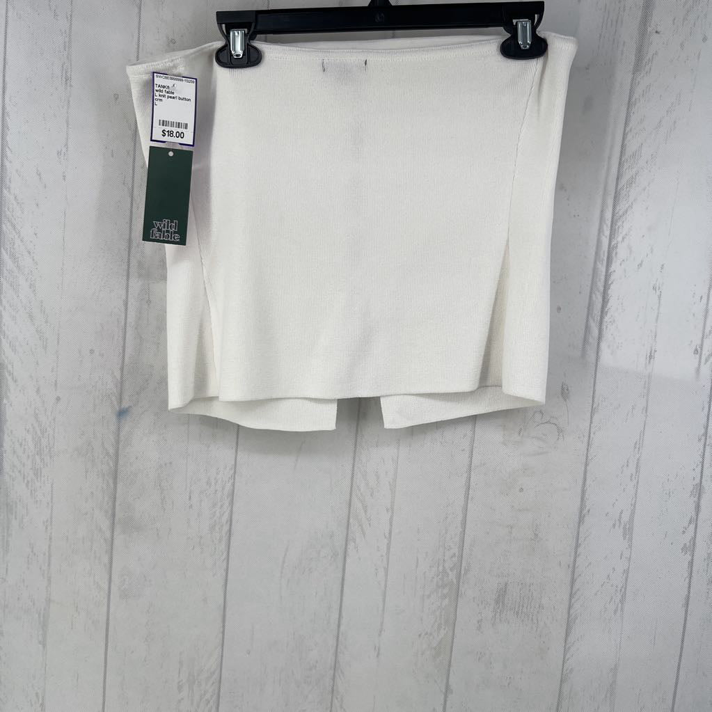 L knit pearl button bandeau top