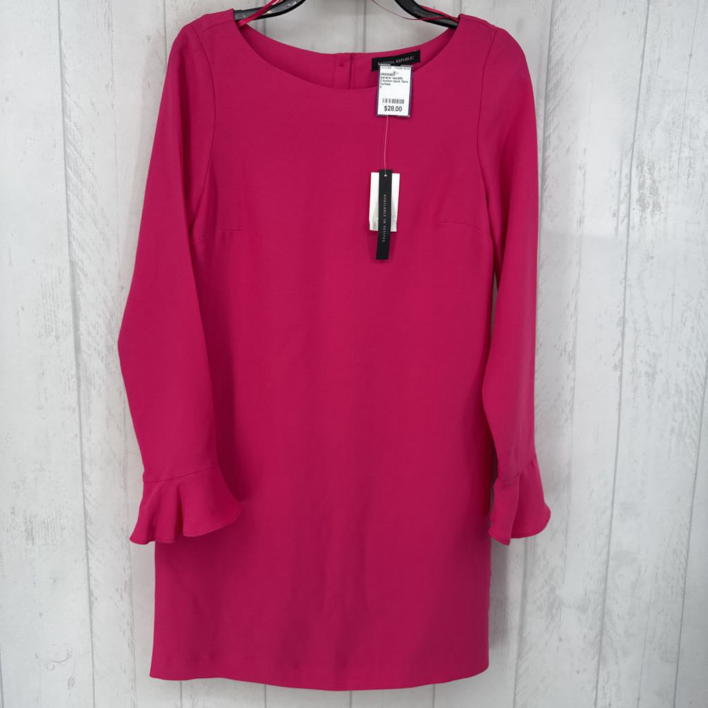 2 button back flare slv dress l/s