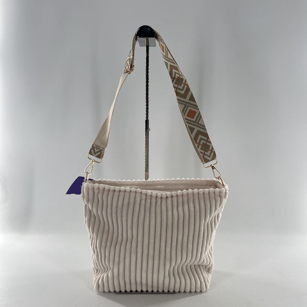 ribbed velour woven strap crossbody