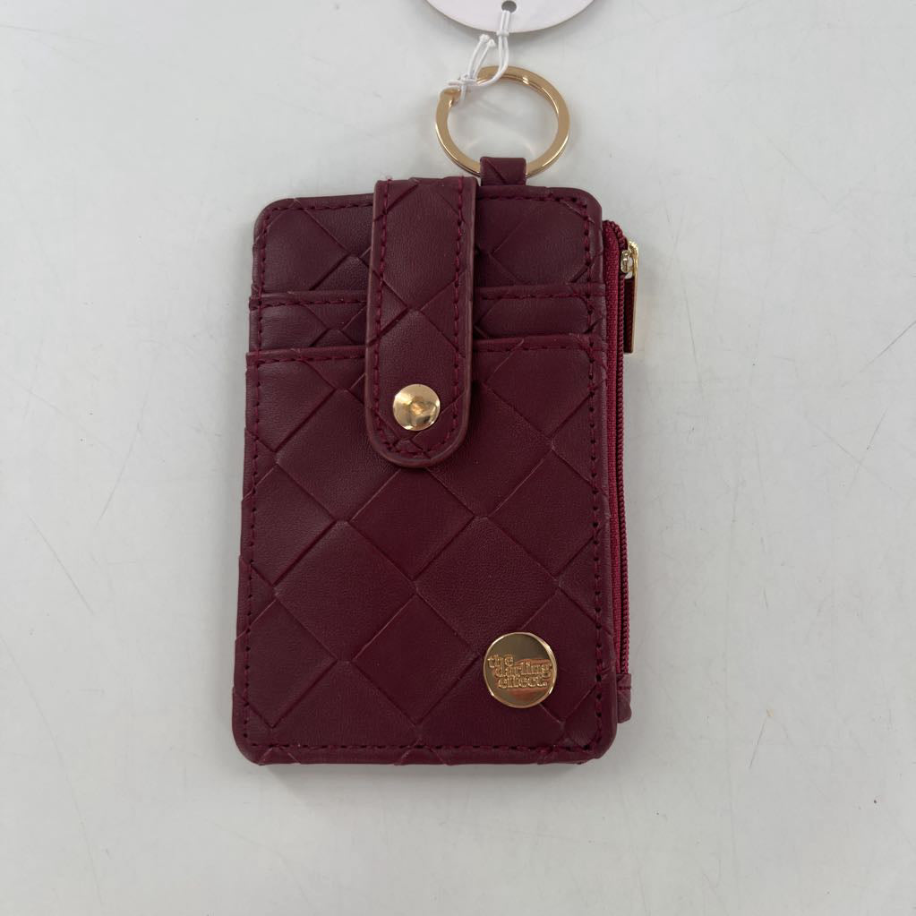 vegan leather woven keychain wallet