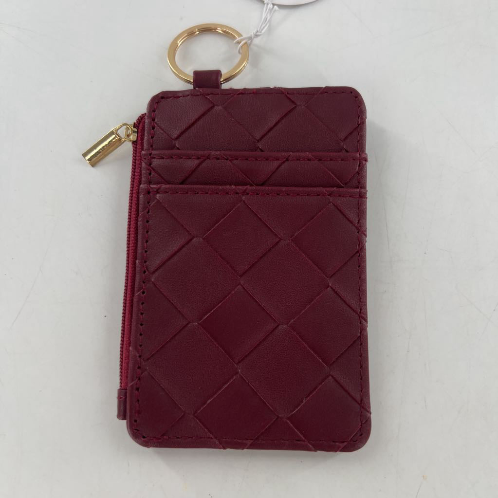 vegan leather woven keychain wallet