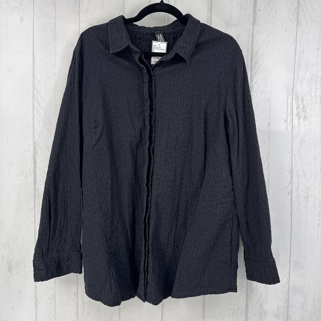 1X textured button down l/s top