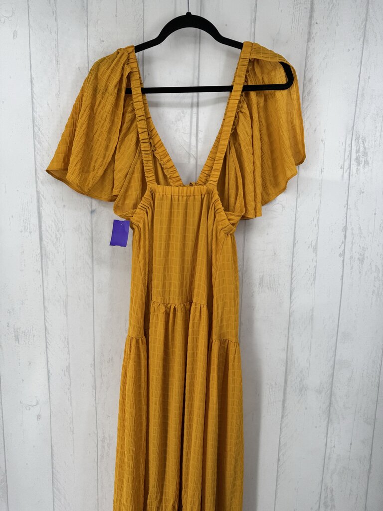S textured open back maxi dress
