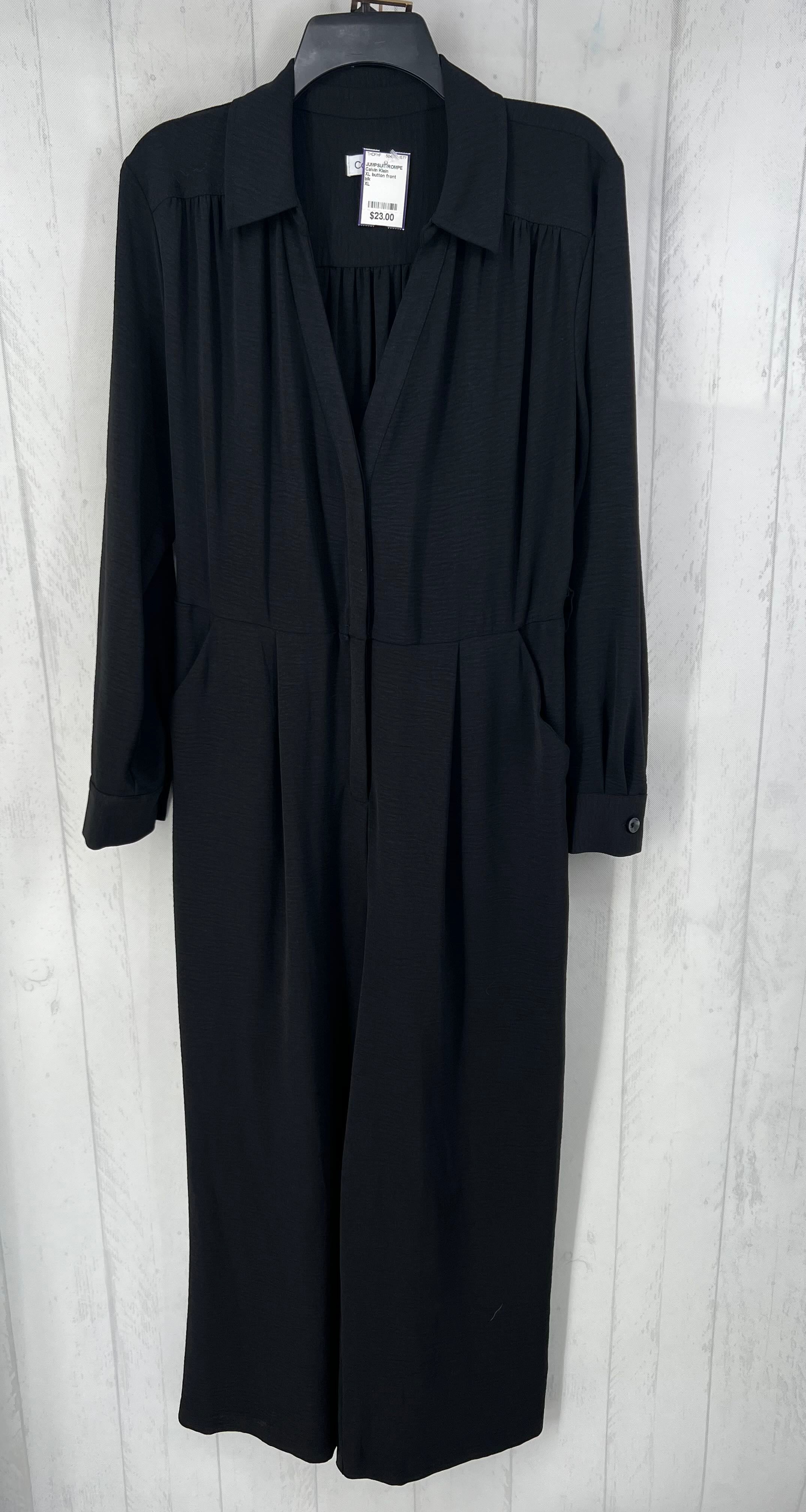 XL button front belted l/s jumpsuit