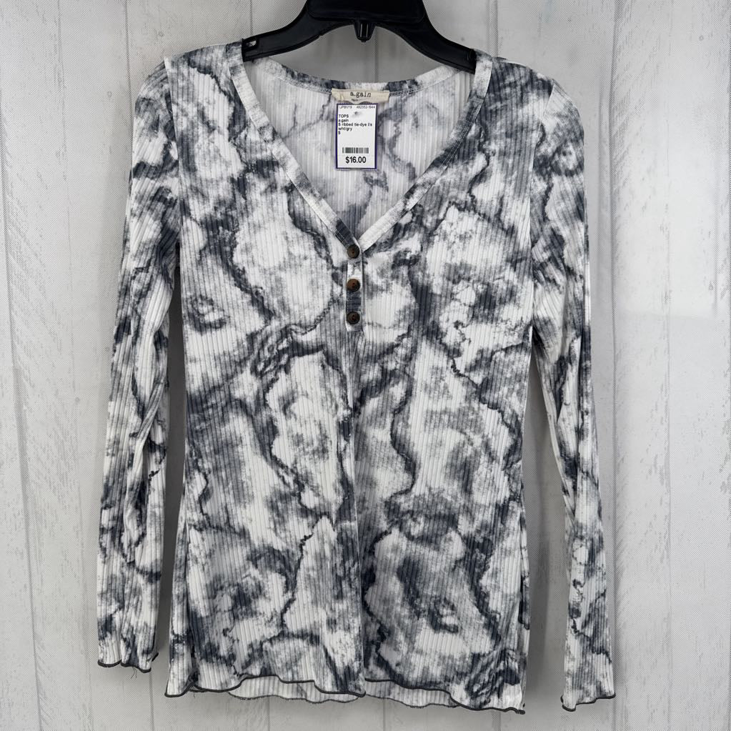S ribbed tie-dye l/s henley