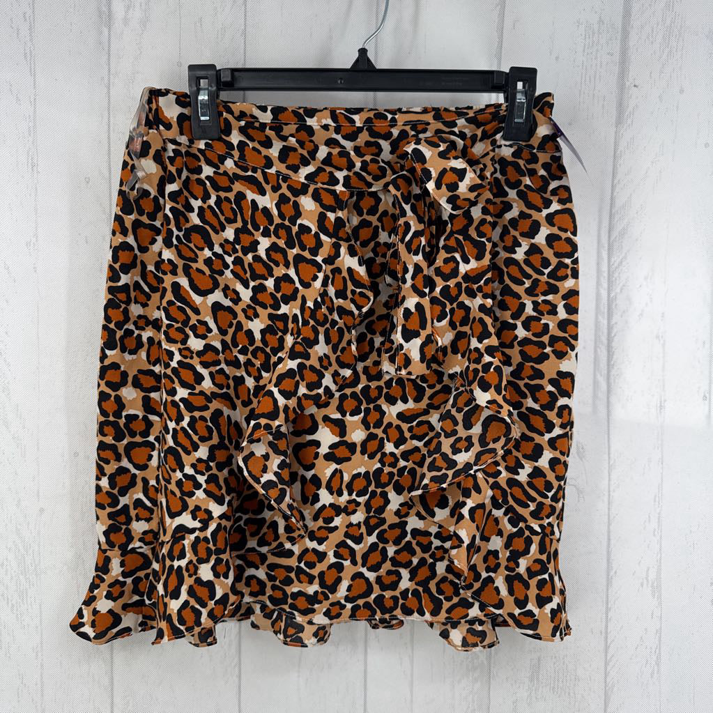 L animal print wrap skirt