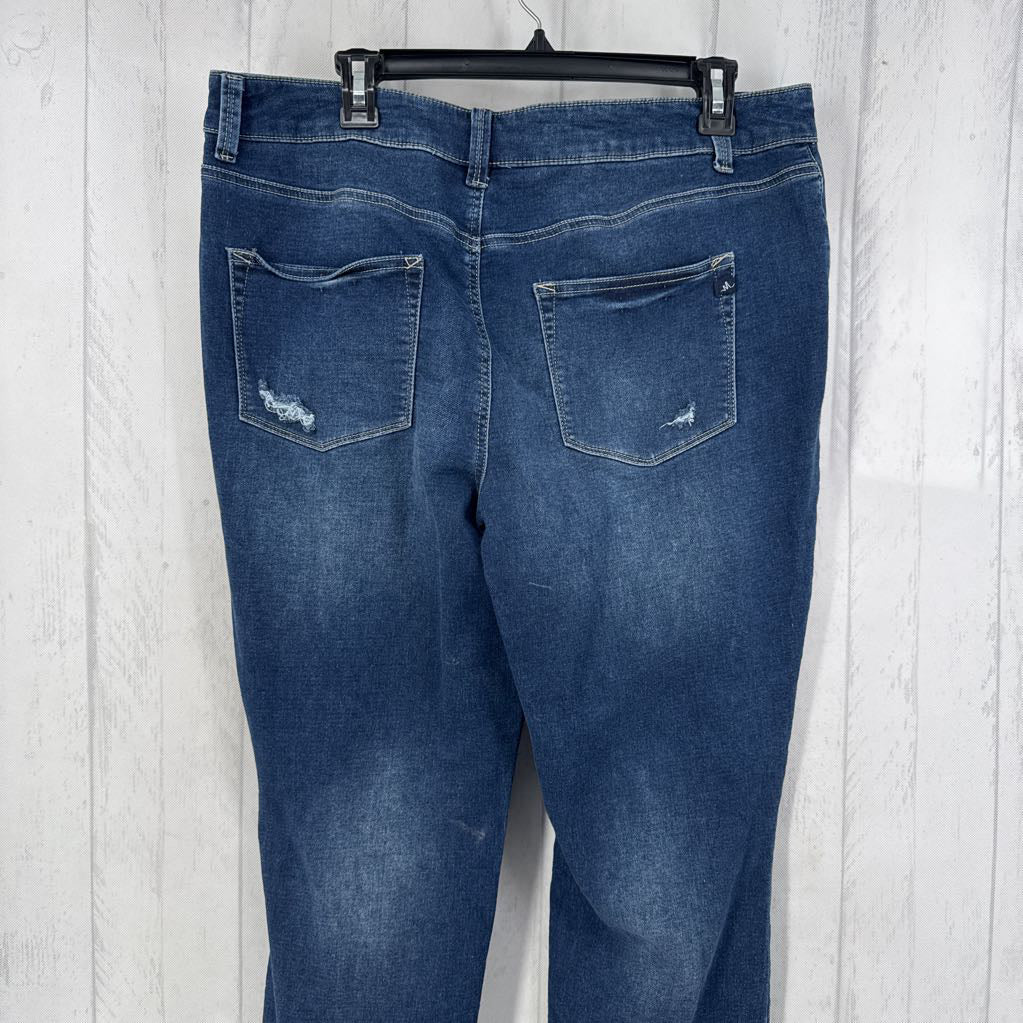 XL hi-rise plaid patch skinny jean