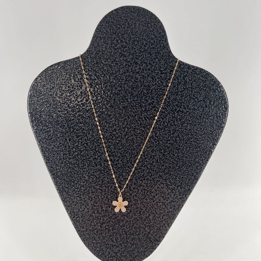 12" gold tone chain necklace w/ daisy pendant
