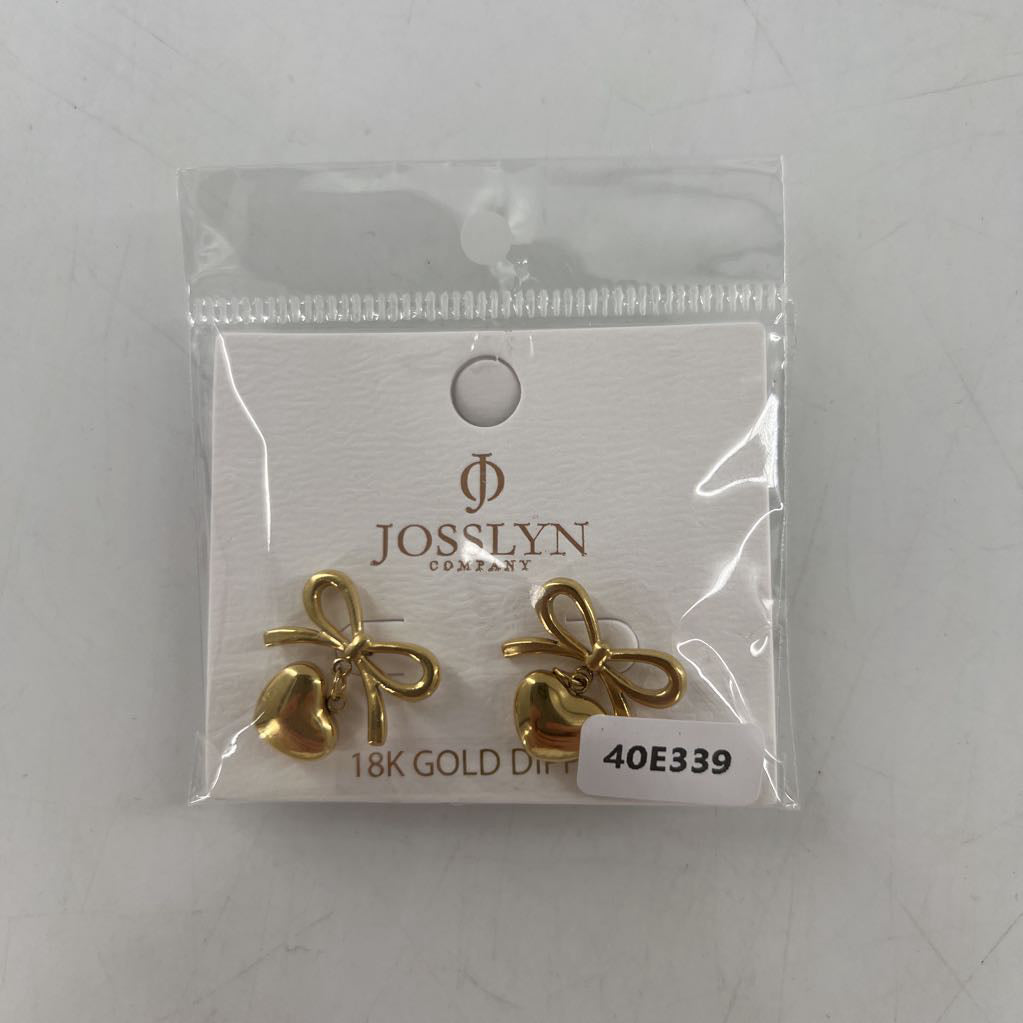 18k gold dipped bow/heart earrings