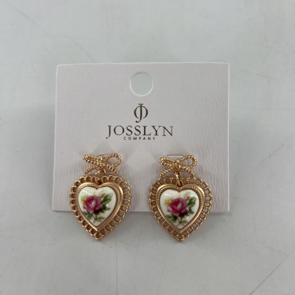 floral heart dangle earrings