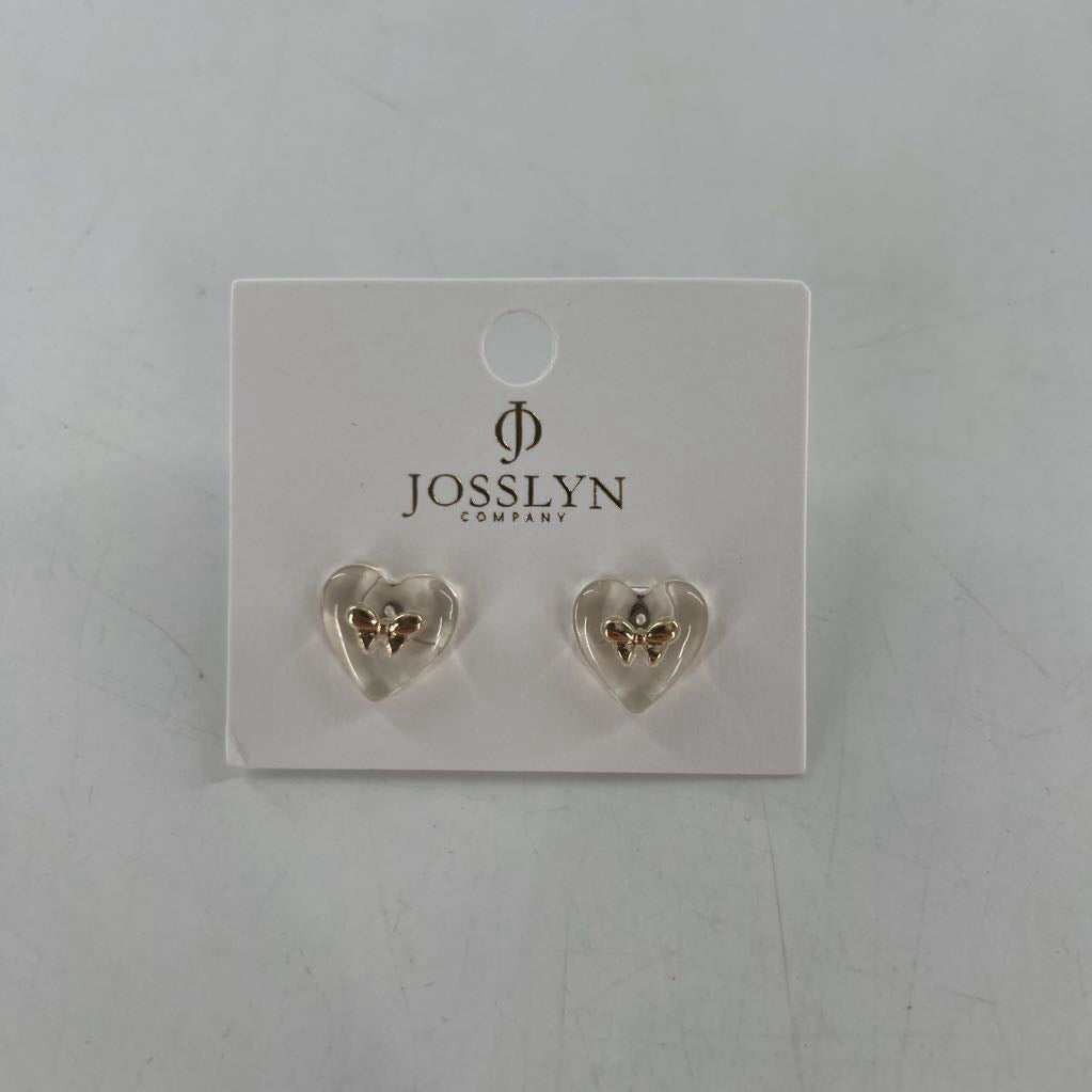 clear acrylic heart w/ bow earrings