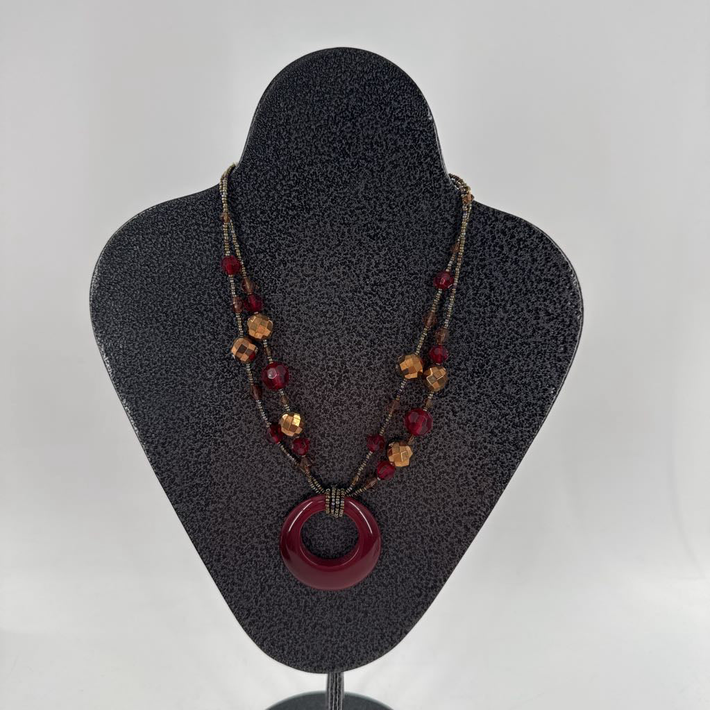 10" burgundy & bronze beaded necklace