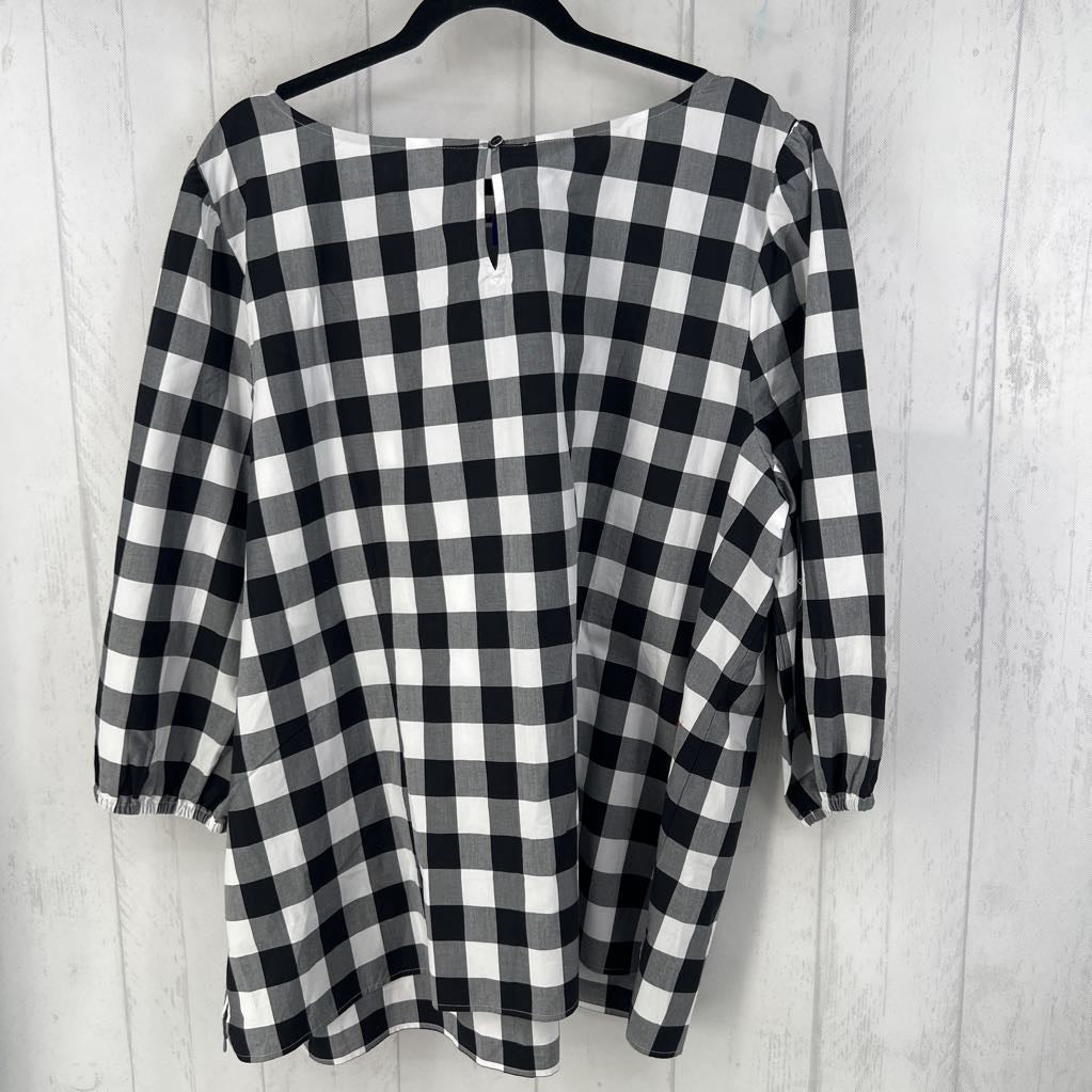 R89 3x buffalo plaid 3/4 slv top