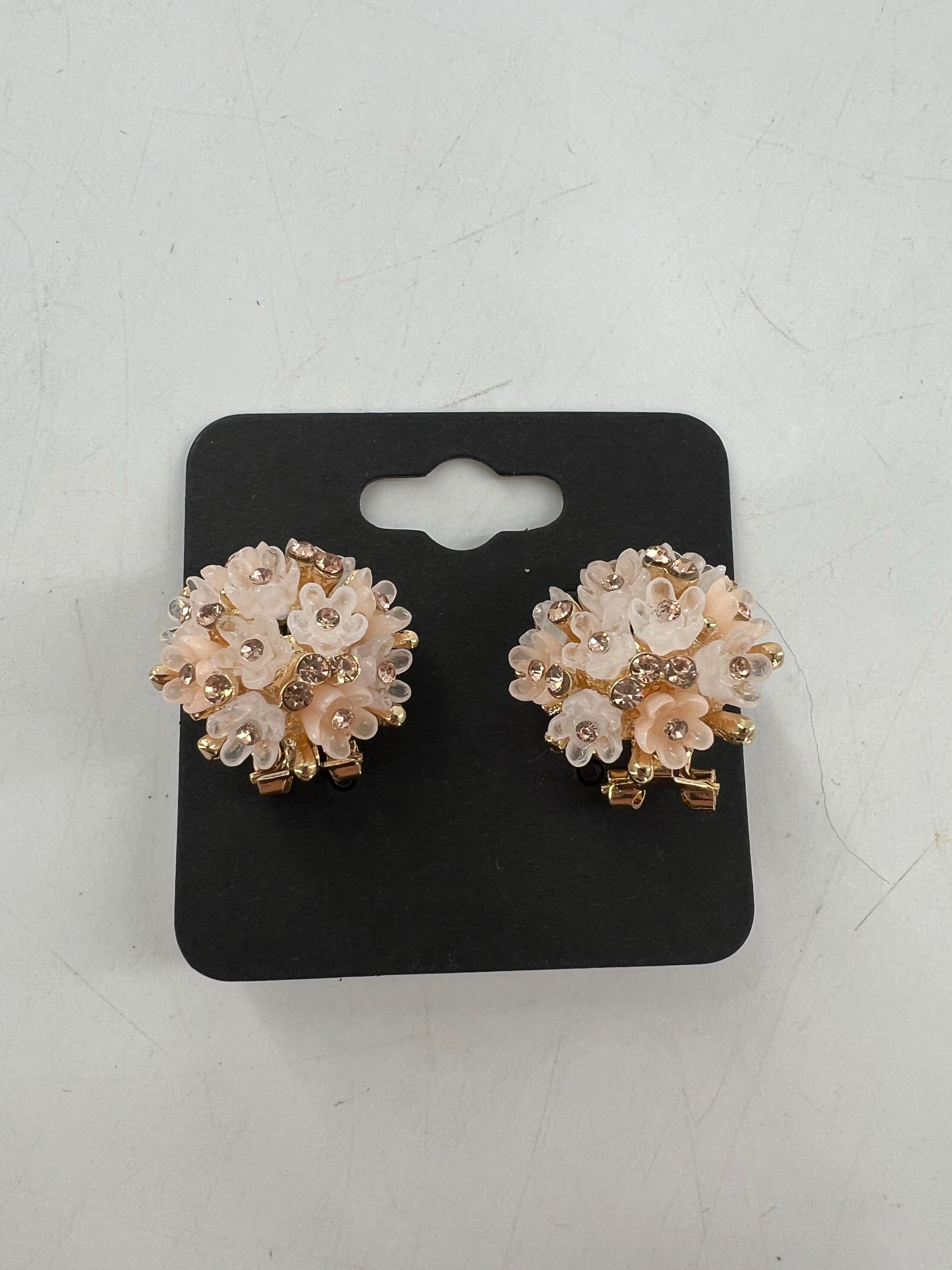 rhinestone floral cluster earrings