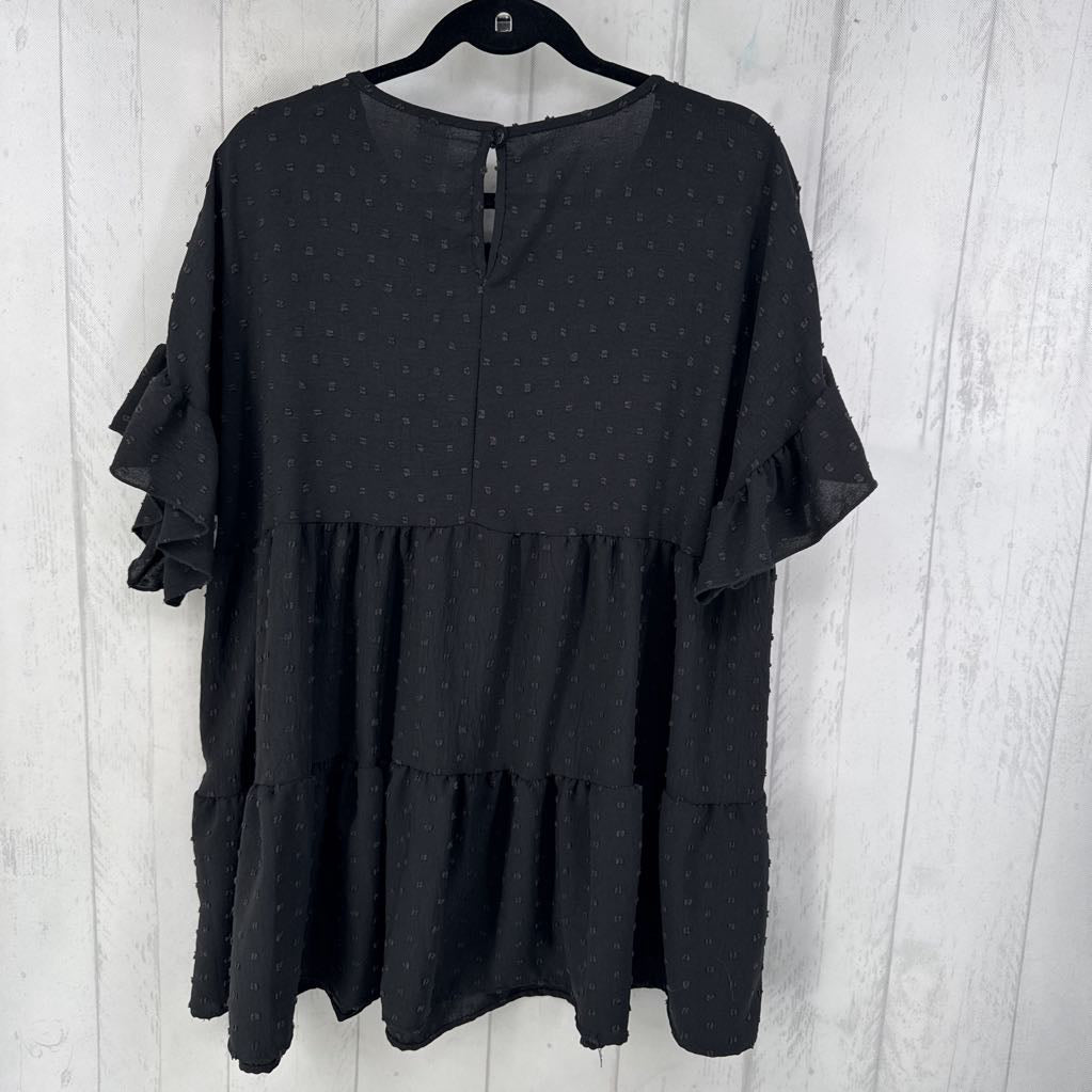 2XL swiss dot ruffled slv top