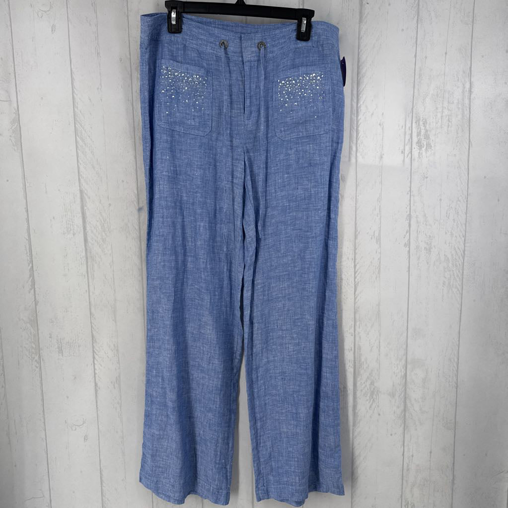 12 embelished chambray pants
