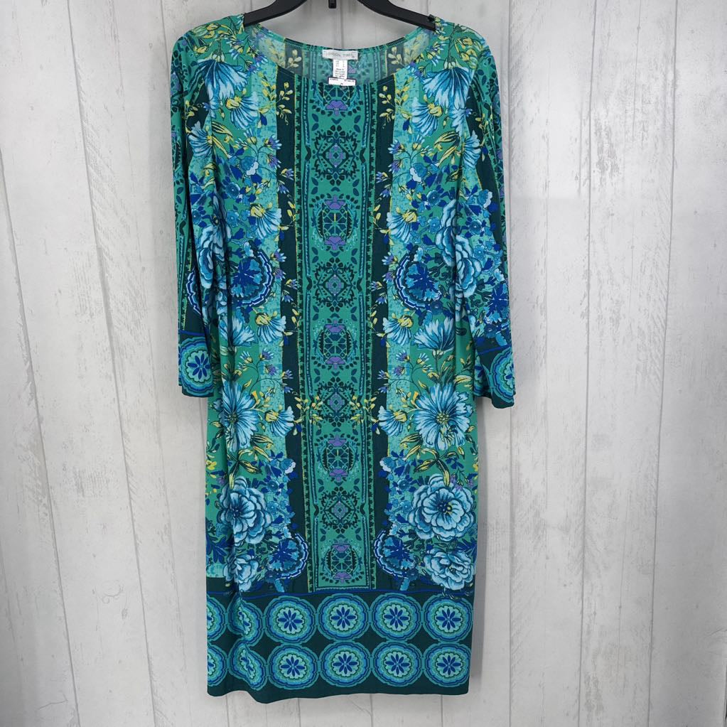 L flo print 3/4 slv dress