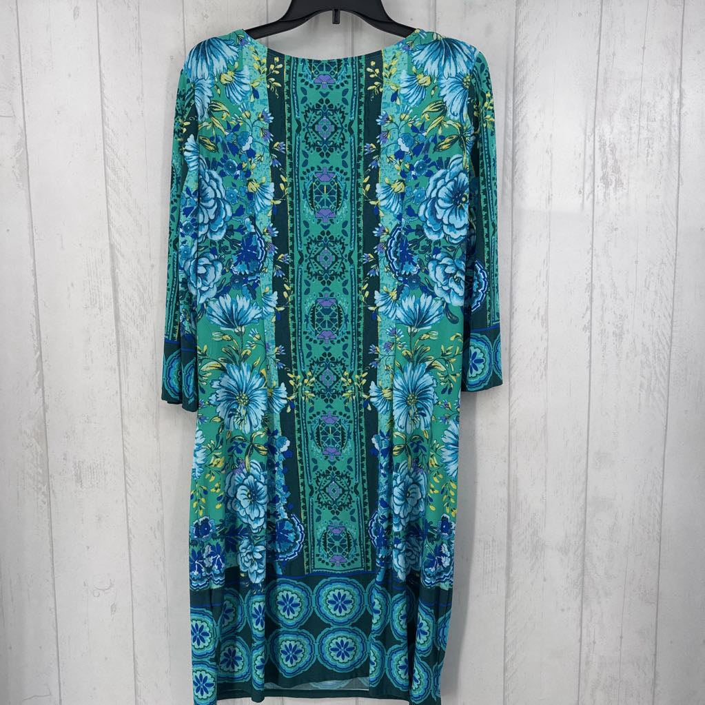 L flo print 3/4 slv dress